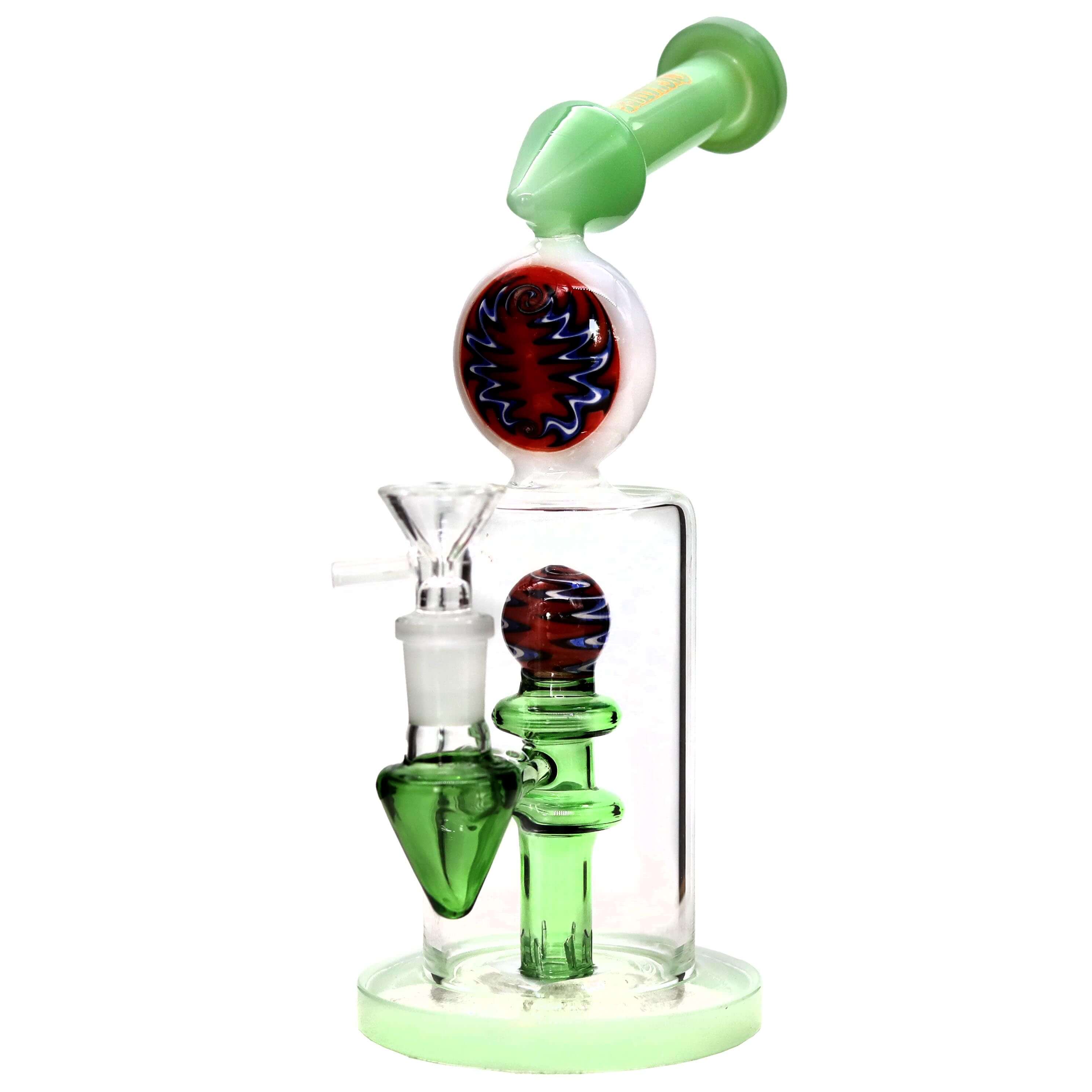 Cignature Reverse Artwork Wigwag Design Perc Straight Waterpipe (H4255) | 8 inch | Assorted Colors product image